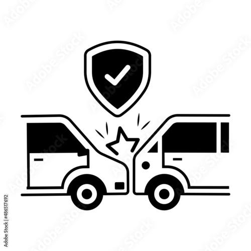 uninsured or under insured motorist coverage stock illustration, Lorry collision Vector Icon Design, Financial loss Protection Symbol, Risk management Sign, Accidental automobile insurance Concept