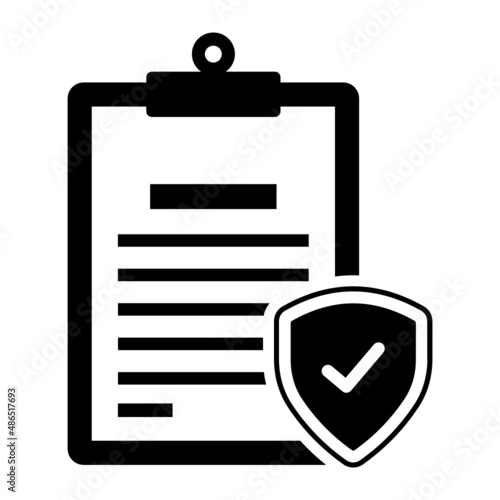 Claim settlement vector icon Design, Financial loss Protection Symbol, Risk management Sign, Clip Board with Shield Stock illustration, Insurance policy file folder form concept
