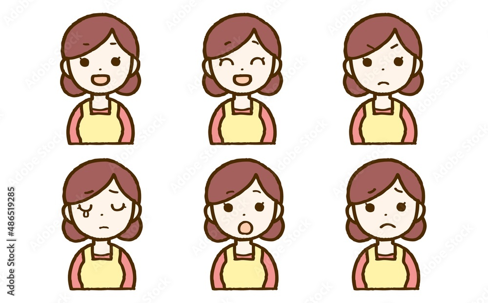 エプロンをつけた女性のイラストセット(フルカラー) エプロンをつけた女性のイラストセット(フルカラー)