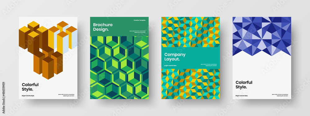 Naklejka premium Unique banner vector design layout bundle. Modern geometric tiles company cover template set.