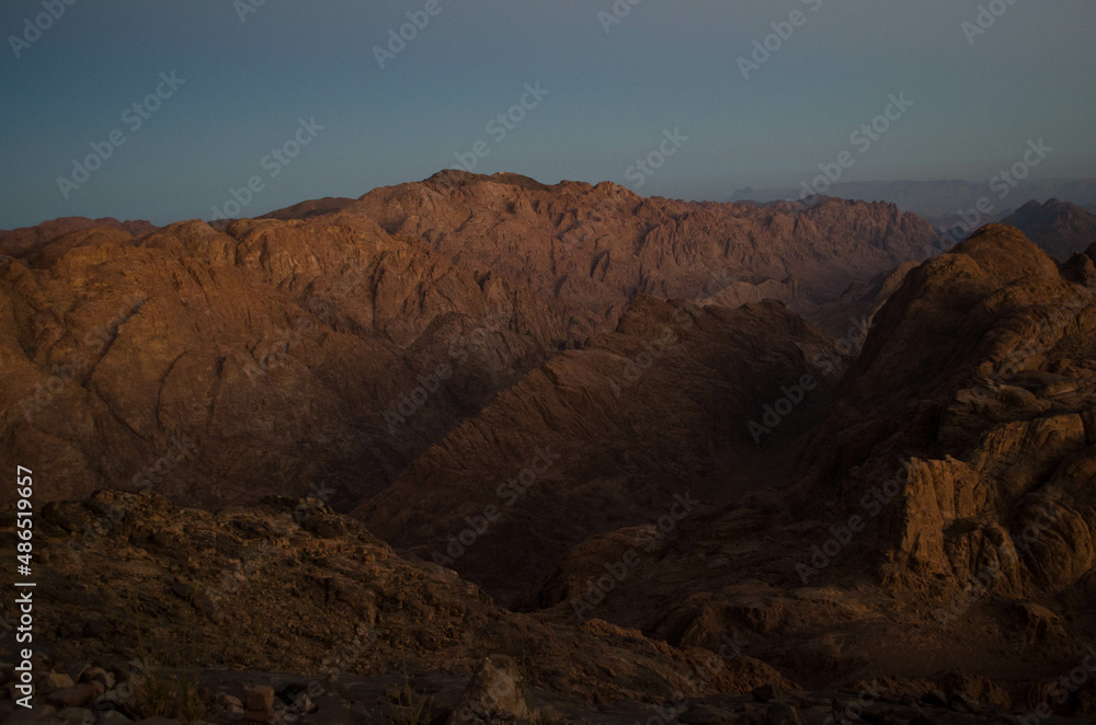 Egypt. Desert and mountains of the Sinai Peninsula. Sands, dunes, rocks and gorges. Promised land. High quality photo