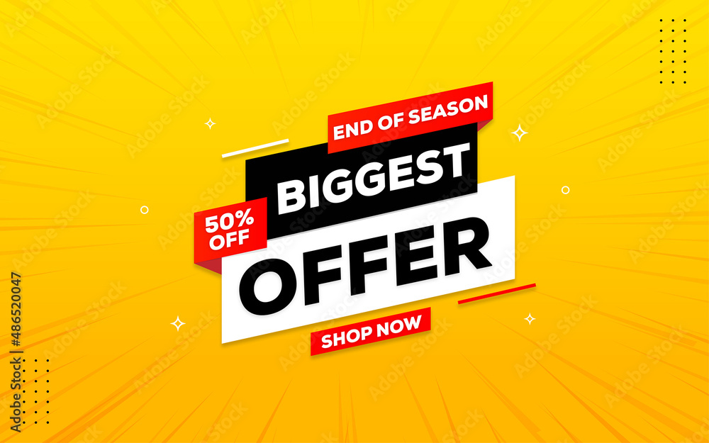 Biggest offer banner design with editable text effect