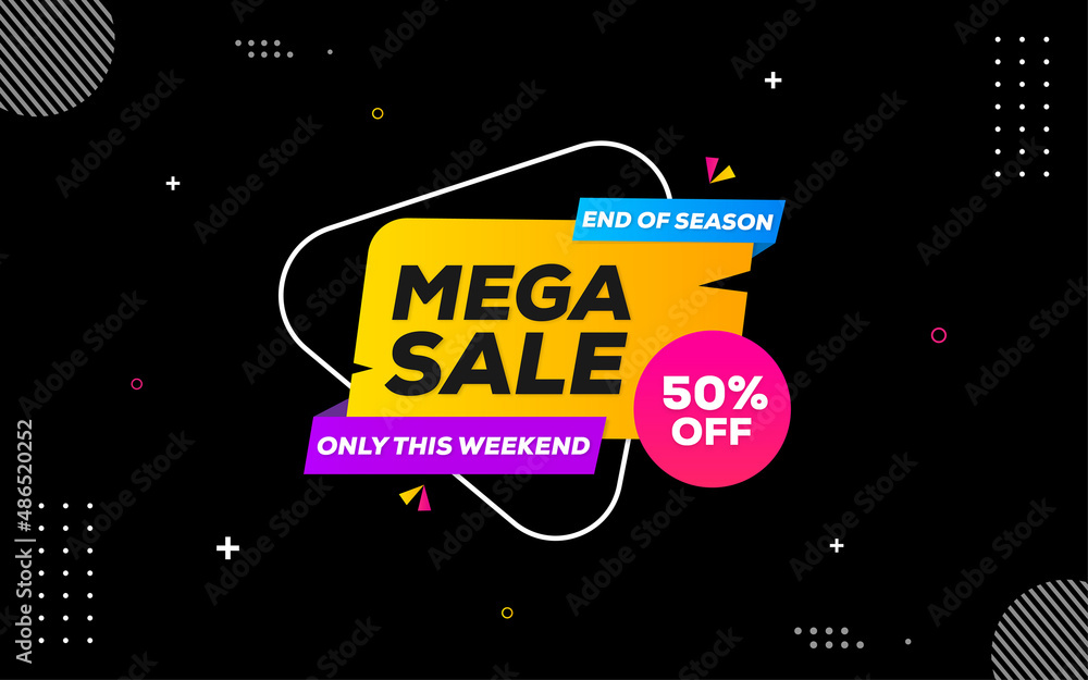 Fototapeta premium Mega sale banner with editable text effect