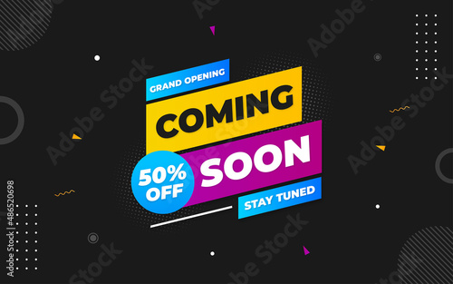 Coming soon banner design with editable text effect