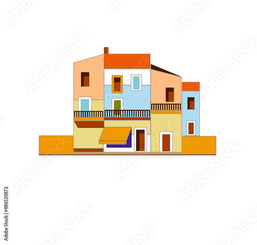 DRAWING OF HISTORICAL BUILDINGS OF VENICE, ANCIENT ITALIAN ARCHITECTURE IN GOTHIC AND NEOCLASSIC STYLE