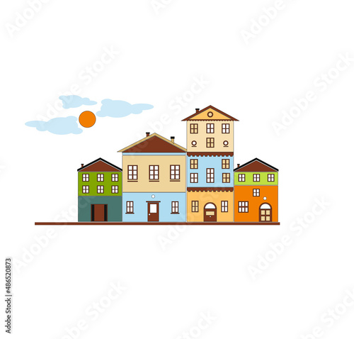 DRAWING OF HISTORICAL BUILDINGS OF VENICE, ANCIENT ITALIAN ARCHITECTURE IN GOTHIC AND NEOCLASSIC STYLE