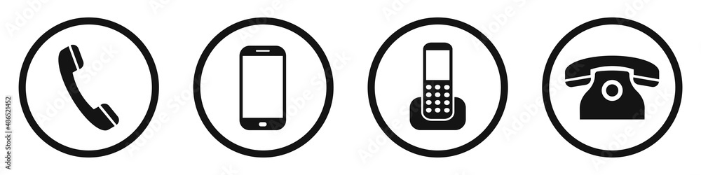 Set of phone icons. Call symbol, different telephones. Vector illustration. Set of phone icons. Call symbol, different telephones. Vector illustration.