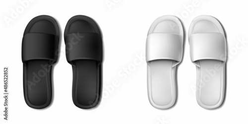 3d realistic vector icon set. White and black home sleppers in side and top view.