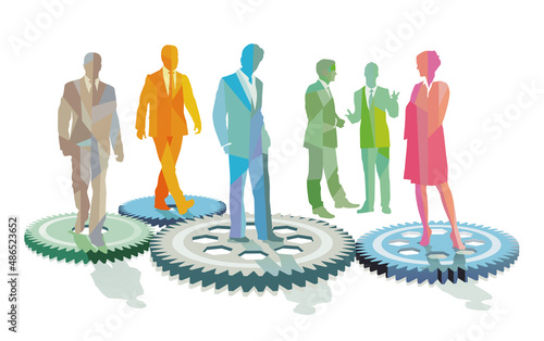 Business Team bei der Zusammenarbeit– Konzept Illustration