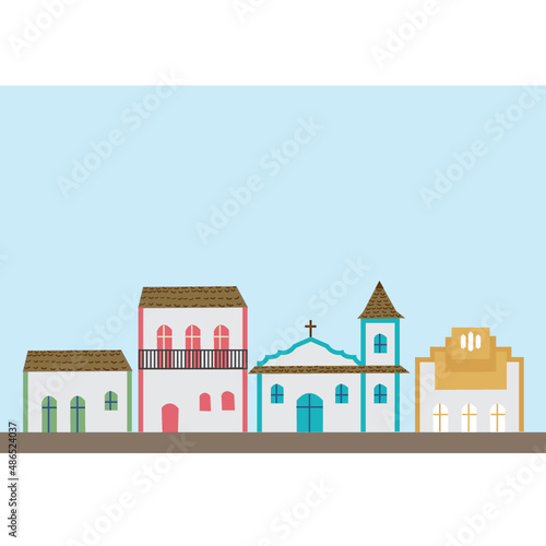 Old historic traditional houses in Brazil - Baroque - Cidade histórica colonial no Brasil, movimento barroco