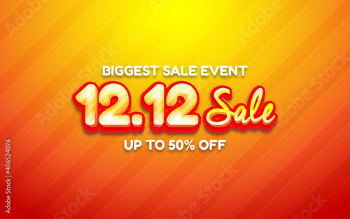 12 12 online shopping day sale banner with editable text effect