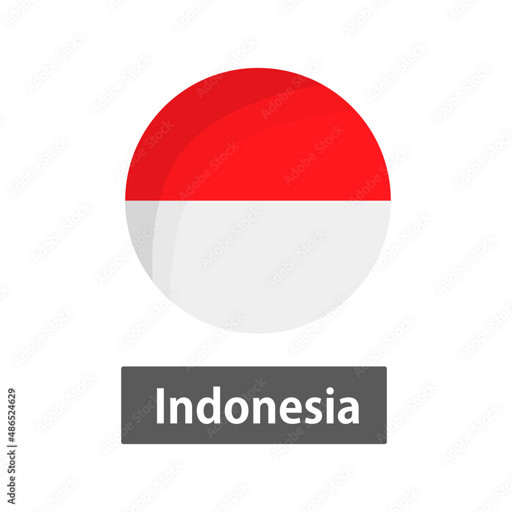 Modern round Indonesian flag. Vector. Modern round Indonesian flag. Vector.