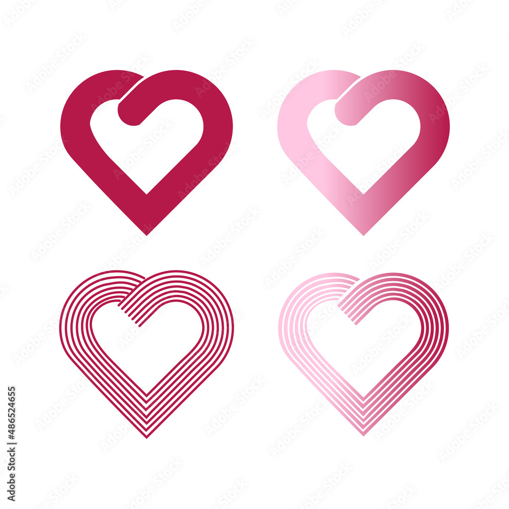 Set of heart shape logos Set of heart shape logos
