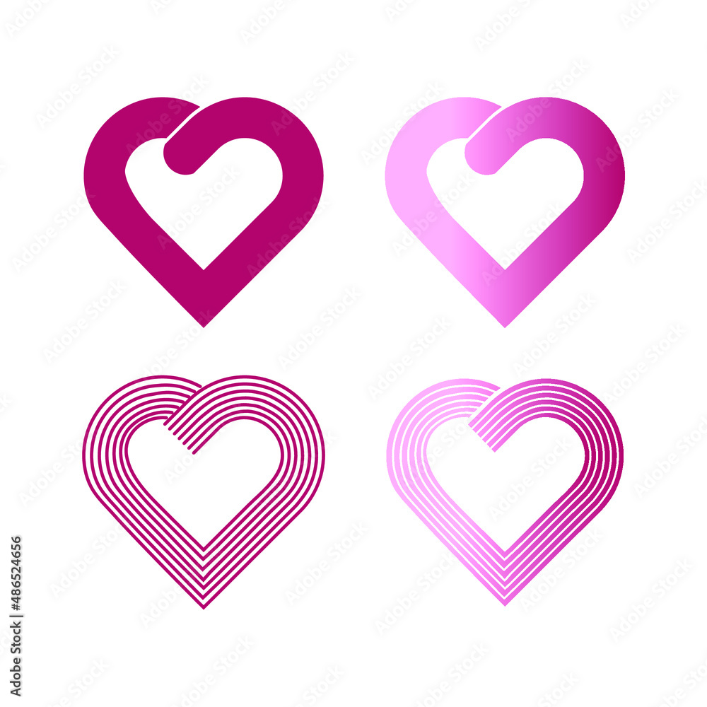 Set of heart shape logos Set of heart shape logos