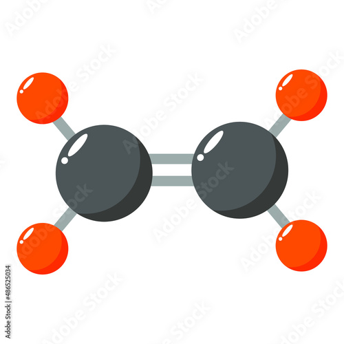 Vector illustration of Ethylene or C2H4 molecules, for logos, symbols, signs, buttons. Chemistry, science. structure