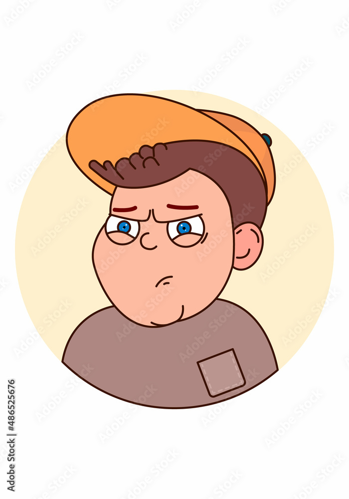 Cute little baby with suspicious expression vector illustration