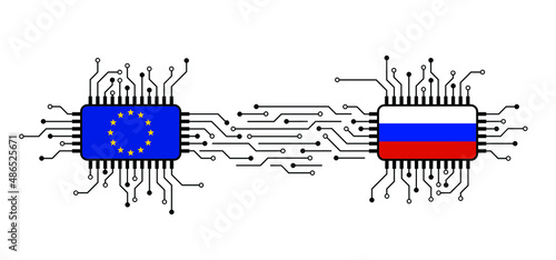 Hybrid war and warfare, DDoS attack. Cyber war, Europe and Russia conflict. Hackers and cyber crime, Hackers and cyber criminals phishing steal personal information, login details or password, 