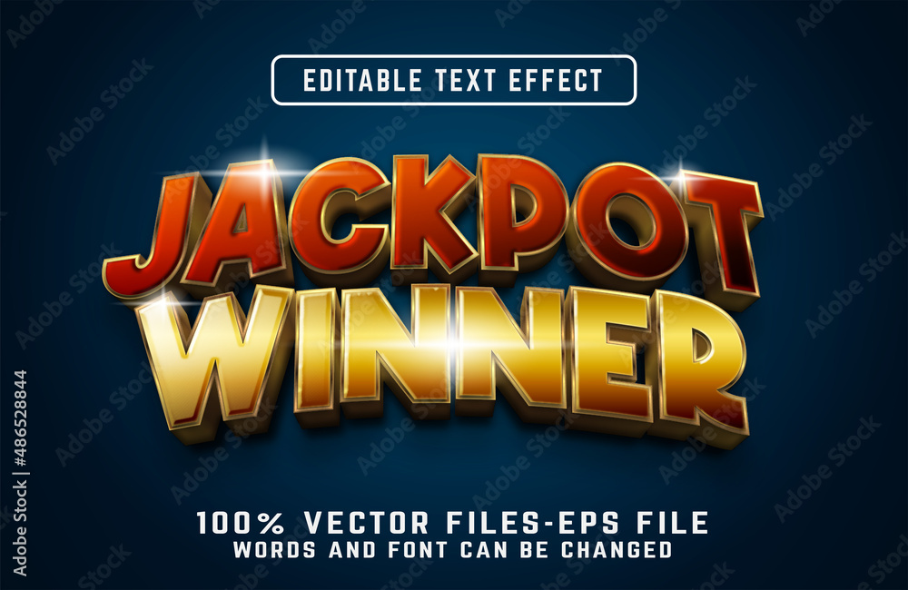 jackpot winner 3d text effect with golden style premium vector