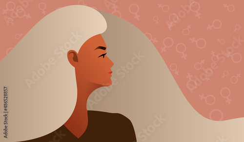 International Women's Day. Vector illustration of five happy smiling diverse women standing together.	