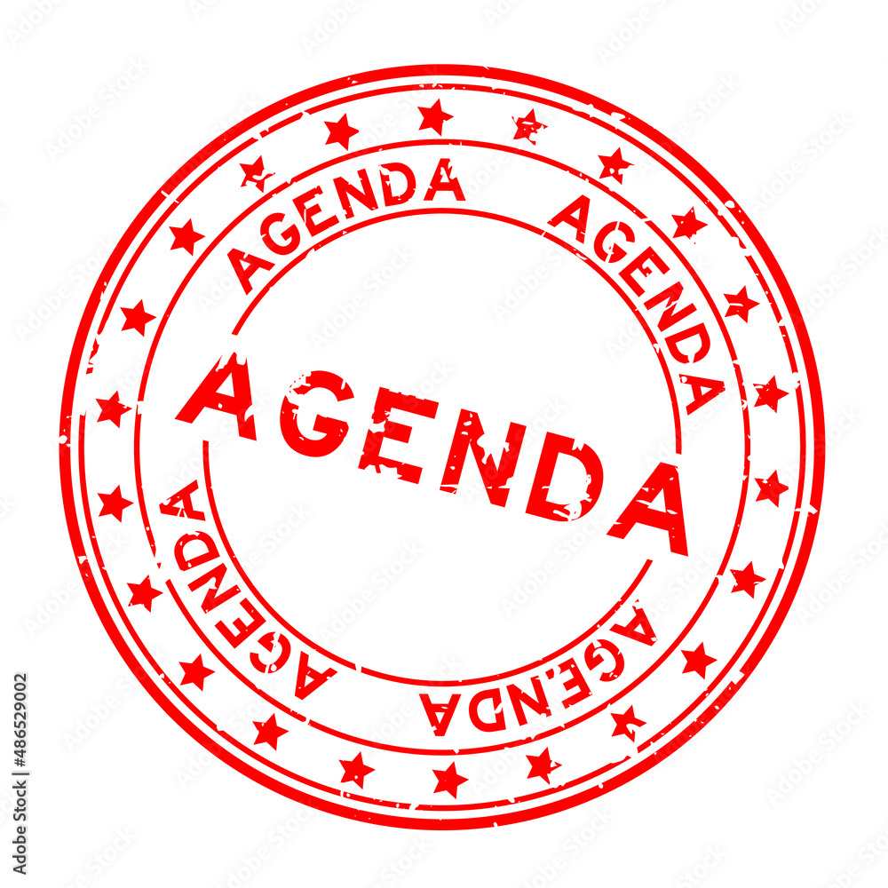 Grunge red agenda word round rubber seal stamp on white background Grunge red agenda word round rubber seal stamp on white background