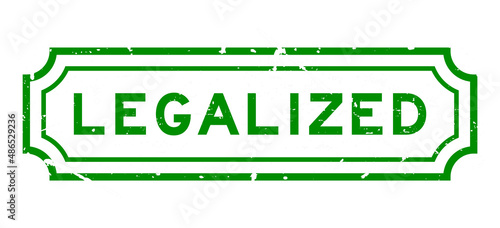 Grunge green legalized word rubber seal stamp on white background
