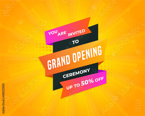 Grand opening ceremony offer sale banner with text effect