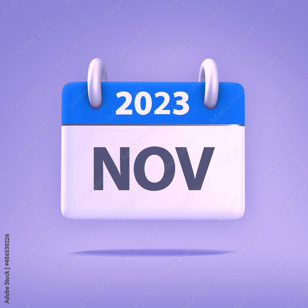 3D Wallpaper for Calendar day, month, year 2023 - Icon month november for agenda, meeting appointment time - Reminder icon 3D Wallpaper for Calendar day, month, year 2023 - Icon month november for agenda, meeting appointment time - Reminder icon