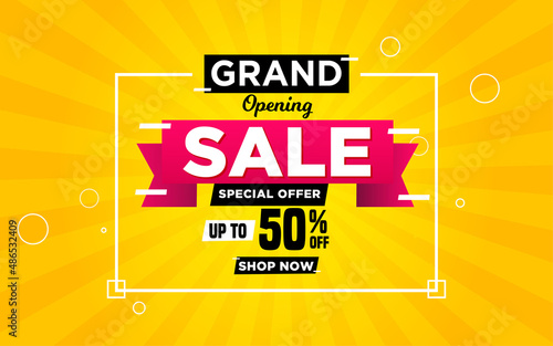 Grand Opening sale banner with editable text effect