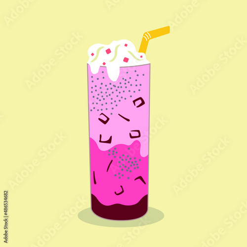 Hand drawn Falooda sweet drink.