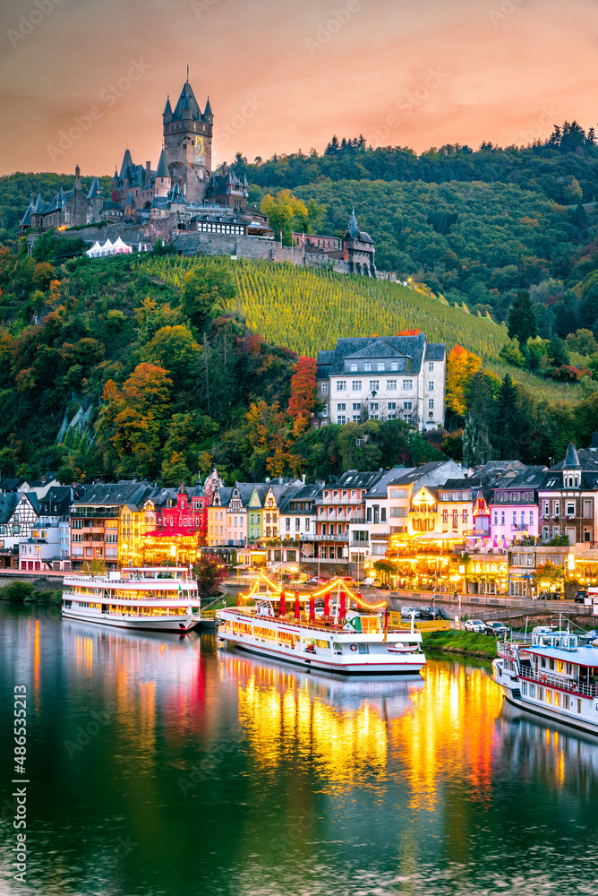 Cochem, Germany - Travel landscape on Moselle River, Rhineland.