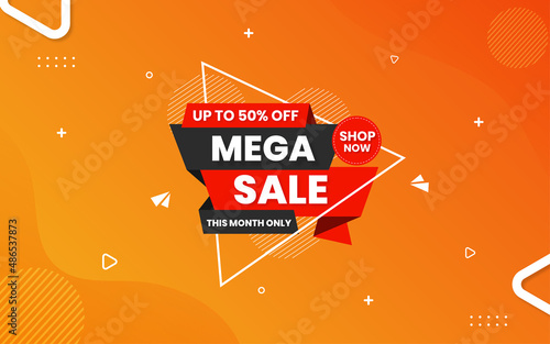 Mega sale banner design with editable text effect.