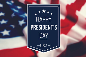 National holidays of United States of America. Happy president's day on blurred background with waving flag of the USA. Concept of patriotism