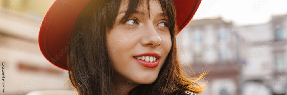 Close up of a young stylish brunette white woman Close up of a young stylish brunette white woman
