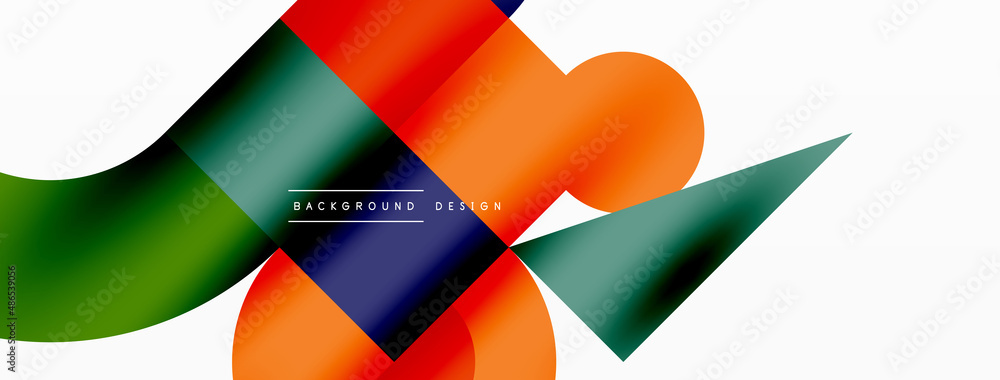 Circle and square geometric background. Round shapes with squares and triangles composition for wallpaper, banner, background or landing Circle and square geometric background. Round shapes with squares and triangles composition for wallpaper, banner, background or landing