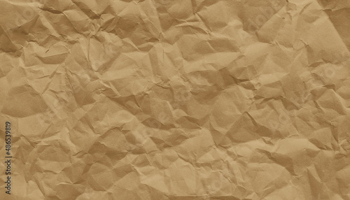 Crinkle crumpled kraft paper background with textured 