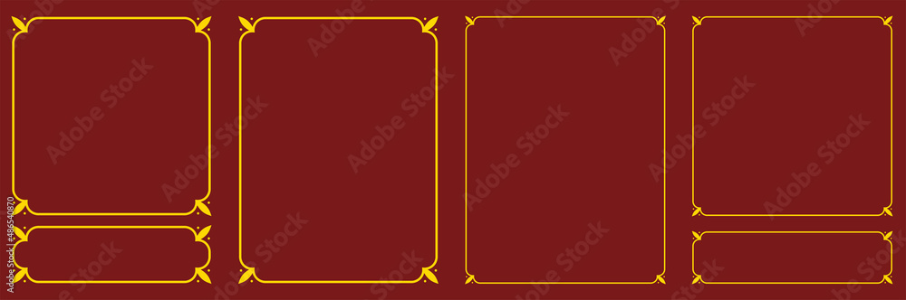 Vector border frames on brown red background. Simple rectangular billboard, nameplate, doorplate, plaque, signboard, book page or label design Vector border frames on brown red background. Simple rectangular billboard, nameplate, doorplate, plaque, signboard, book page or label design