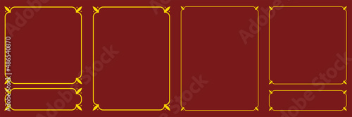 Vector border frames on brown red background. Simple rectangular billboard, nameplate, doorplate, plaque, signboard, book page or label design