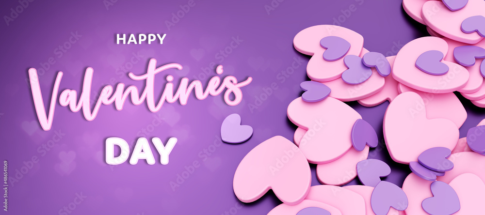 Valentine's Day concept. Many hearts on a romantic, glitter and shiny background. 3D rendering. Valentine's Day concept. Many hearts on a romantic, glitter and shiny background. 3D rendering.