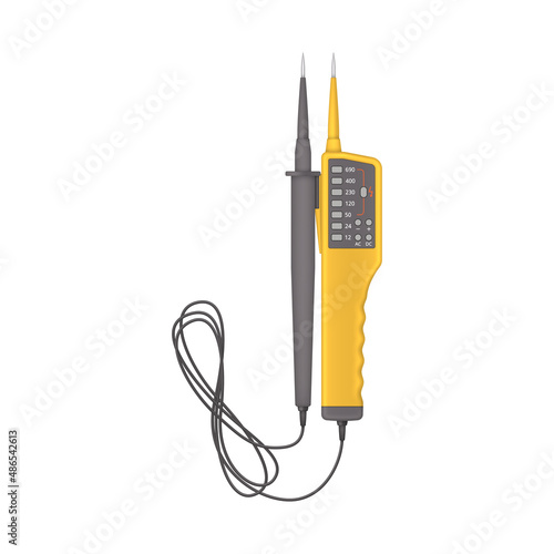 Realistic electrical tester isolated on white background. Device for measuring voltage. Vector illustration.