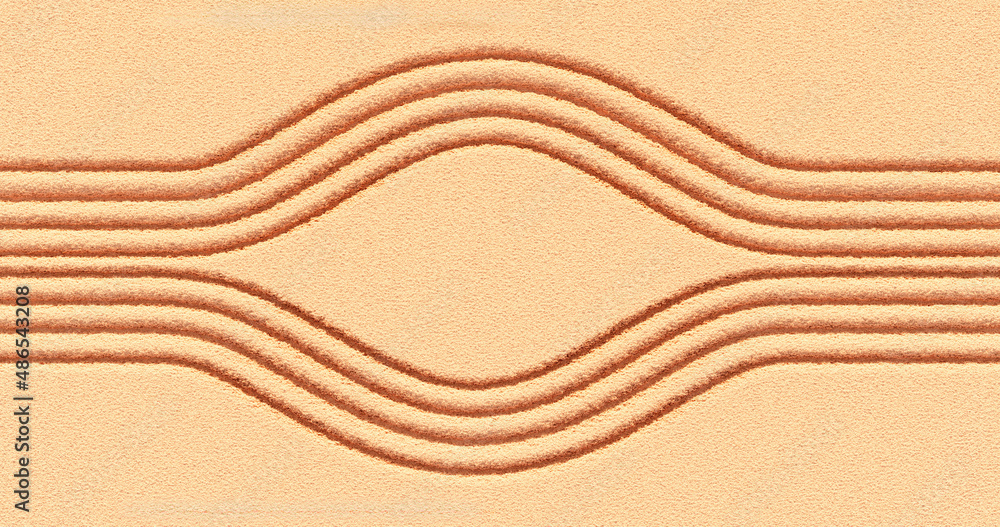 3d rendering. Texture of yellow sand with round furrows. Summer background. 3d rendering. Texture of yellow sand with round furrows. Summer background.