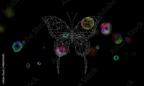 Abstract background with geometric polygonal butterfly © Nig3la