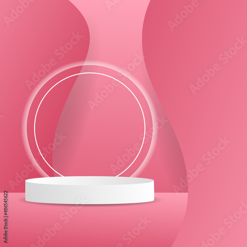 White Podium in Valentine's Day on pink background , Flat Modern design , illustration Vector EPS 10 © NARANAT STUDIO