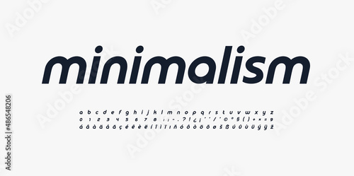 Minimalism sans serif font, sleek typeset, calm style rounded alphabet. Lowercase letters with multilingual coverage, numbers, punctuations. Vector typography design.