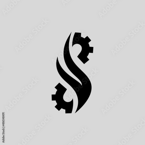 Gear and flame combination a look like S letter icon design illustration