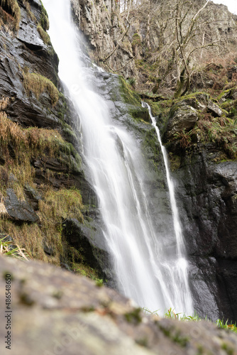 waterfall in the forest  Wales  Pistyll  Pistyll Rhaeadr  Waterfall