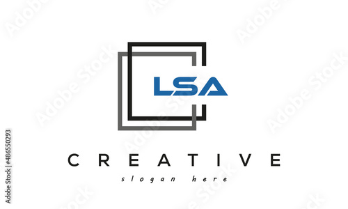 creative Three letters LSA square logo design photo