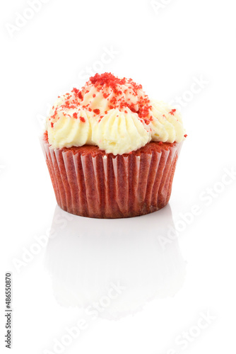 Red Velvet Cupcake roter Muffin mit vanille topping