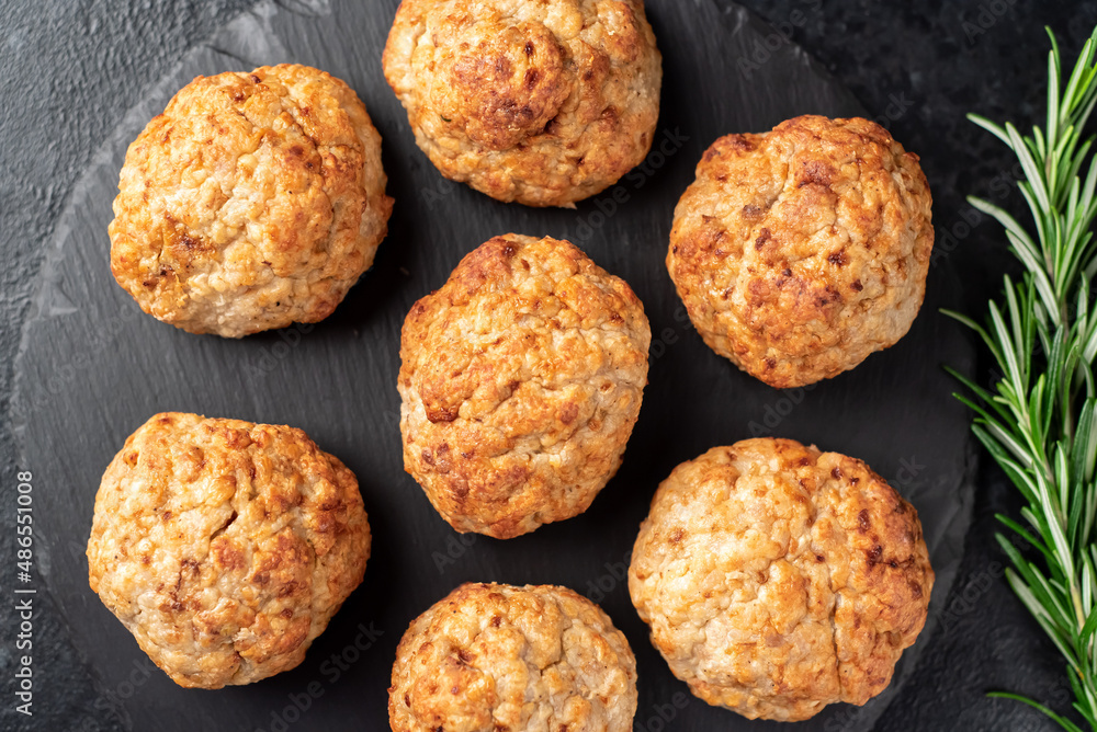 homemade fried cutlets on a stone background homemade fried cutlets on a stone background