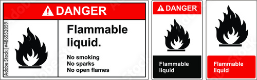 Sign danger flammable liquid. Safety sign Vector Illustration. OSHA and ANSI standard sign. eps10 photo