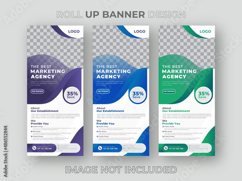 Corporate And Creative Business Roll Up Banner Template, Abstract Colorful Design Theme